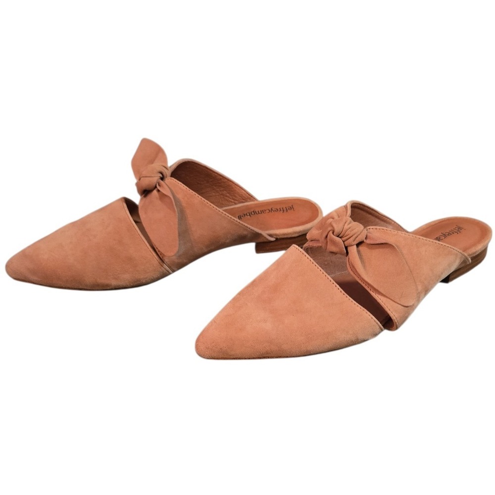 Jeffrey Campbell Suede Pointed Toe Mule Flats‎ Tan | Bow Detail | Size 7.5